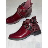 Botas Rojo Oscuro C/ Reptil Talle 36