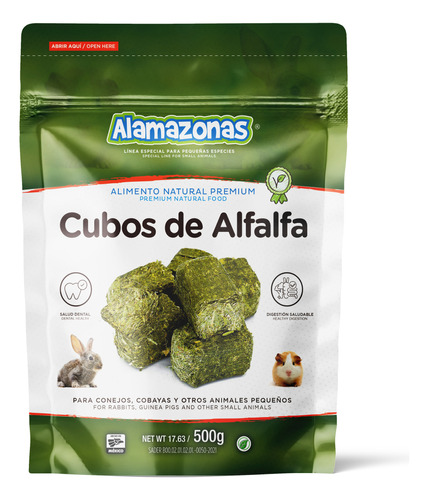 Cubos De Alfalfa Snack Roedor Conejo 500g Rabbit Alamazonas®