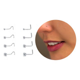 Kit 8 Piercing Nariz Nostril Atacado Pedra Zirconia Pt D Luz