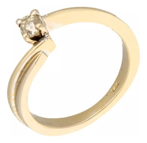 Anillo De 14k Oro Amarillo, 4.1 Gramos + Diamante .13 Qts