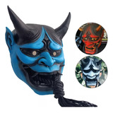 Oh Kabuki Demon Oni Samurai Máscara Facial Vermelho Preto A