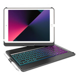 Mmk Funda Teclado Luz Bt P/ iPad 10.2  9ª 8ª 7ª Gen Negro