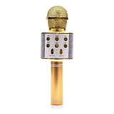 Microfono Inalambrico Karaoke Bluetooth Recargable Fiestas Color Dorado