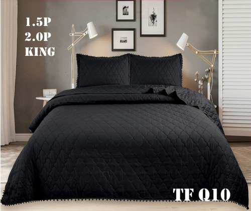 Cubrecama D Verano 2 Plazas Quilt 100% Algodón Pompones King