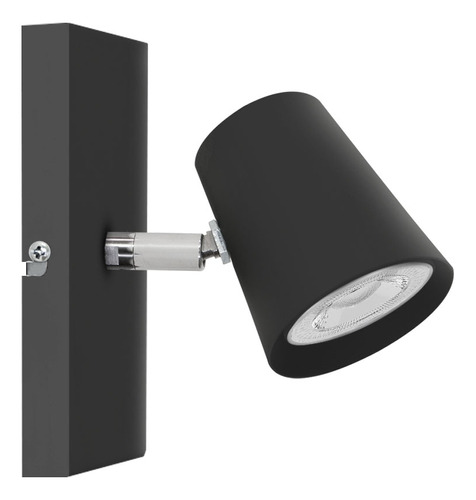 Lampara Aplique Pared Lima 1 Luz Led Cono Spot Movil Gu10 Negro Gioluce