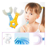 Cepillo De Dientes Para Niños En Forma De U Silicon Azul Color Amarillo