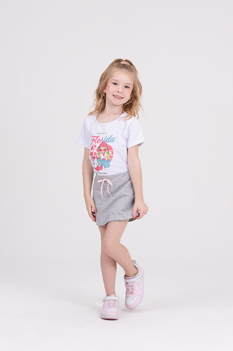 Conjunto Infantil Shorts Saia Florida Branco Branco - 10