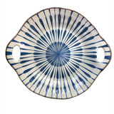 Fuente Con Asas De Porcelana Estilo Japonés Diseño Azul Bowl