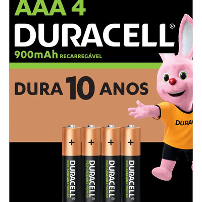 Pilha recarregável AAA palito 900mah Duracell 4 unidades | MercadoLivre