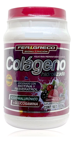 Colágeno Hidrolizado Glucosamina Biotina Frutos Rojos 1.1 Kg