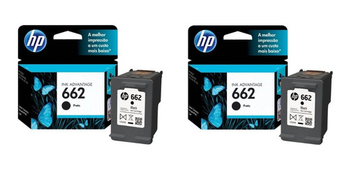 2x Cartucho Tinta Original Hp 662 Preto Deskjet 2516 3516 