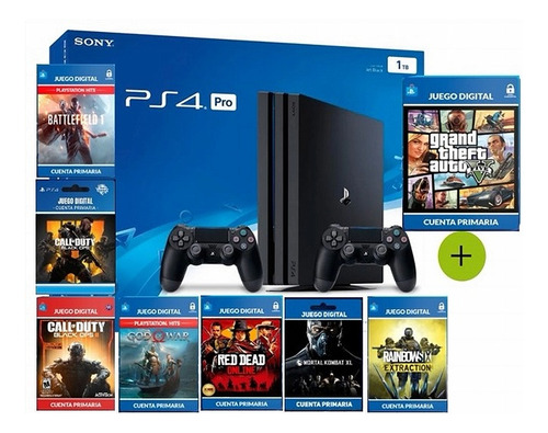 Oferta Playstation 4 Pro 1 Tb 4k Dobe 5 + 2 Ctrl + 8 Juegos