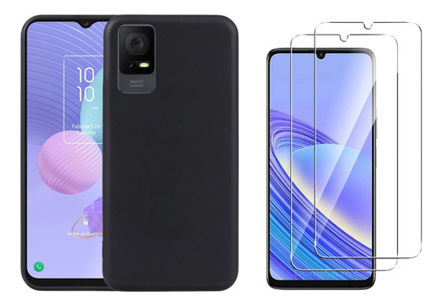 Funda Tpu Negra Para Tcl 408 + Templado