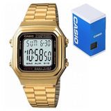 Reloj Casio Retro Vintage A178 Acero Dorado - Hora Doble