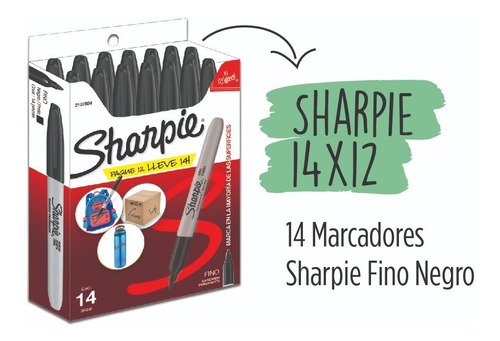 Sharpie Marcadores Trazo Fino Permanente Caja X 12