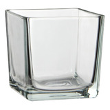 Vaso De Vidro Quadrado Transparente 12x12 Grande Mesa Sala