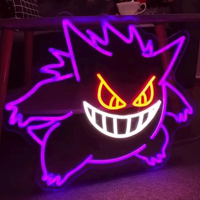 Letrero Neón Gengar Pokemon Acrilico Grueso Morado