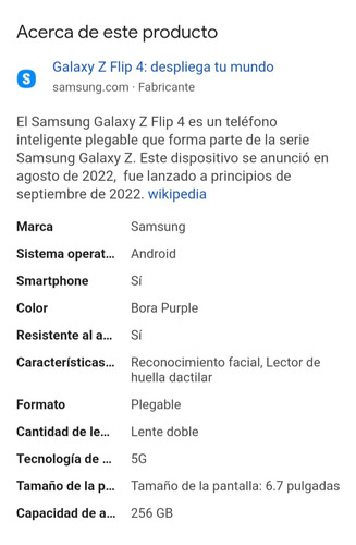 Samsung Galaxy Z Flip4 5g 5g 256 Gb Purple 8 Gb Ram