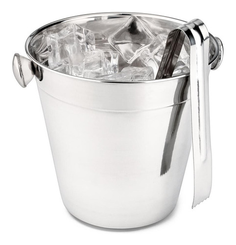 Balde De Gelo Com Pegador Inox Para Bebidas Whisky Drinques