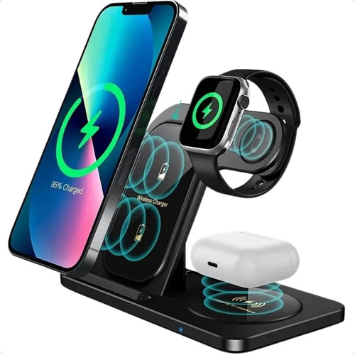 Base De Carregamento Indução 3 Em 1 Para iPhone Watch Airpod