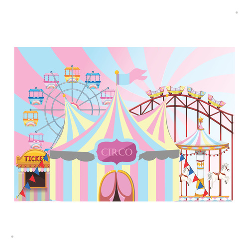 Painel Festa Tecido Sublimado Retangular Circo 3,00x2,50