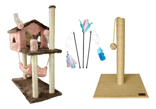  Casa Arranhador Playground Brinquedo Gato Kit Miupetz