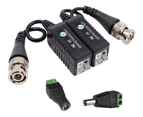 Pack Par Balun + Plug Macho + Hembra Camara Cctv Utp