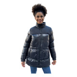 Campera Larga Grande Puffer Brillante Mujer Talle Especial