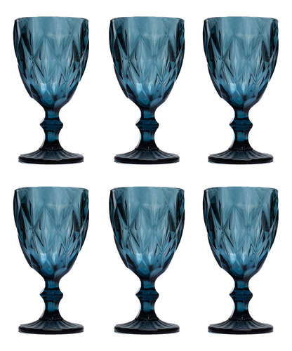 Juego 6 Copas De Vino Grande Agua Vidrio Cristal Color 325ml