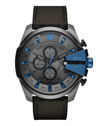 Reloj Diesel® Dz4500mega Chief  Gris Azul Exclusivo Original