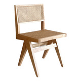 Silla Jeanneret De Madera En Esterilla De Rattan