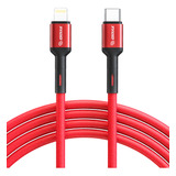 Cable C De 3m Carga Rapida Compatible Con iPhone Rojo