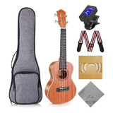 Ukulele Profesional, De Madera, Kit De Ukelele Con 12 Leccio