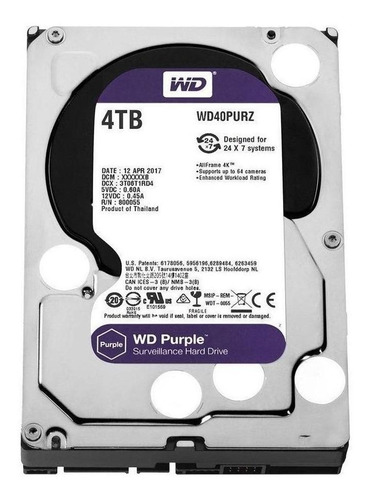 Disco Duro Interno De 4tb Wd Purple Videovigilancia 5400rpm