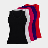 Kit 5 Regata Nadador Blusa Feminina Viscolycra Academia Lisa