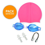 Pack Natación  +lentes +gorro +tapones Oidos+clip Nasal