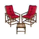 Jogo Duas Cadeiras De Bambu Varanda Resort Lazer C/mesa