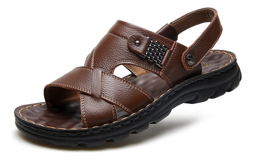 Para Hombre Sandalias Playa Negras Cuero Casuales