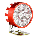 Faro 9 Led Redondo Moto Luz Fijo Y Estrobo Colores 2 Piezas