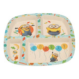 Plato Para Bebe Y Niños Ecologico Con Divisones Minions Color Blanco