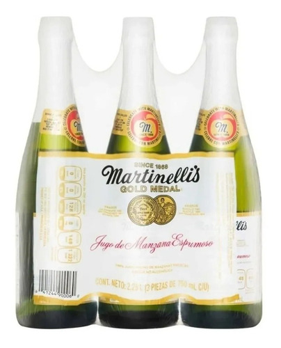 Jugo De Manzana Espumoso Martinelli's 3 Botellas De 750 Ml