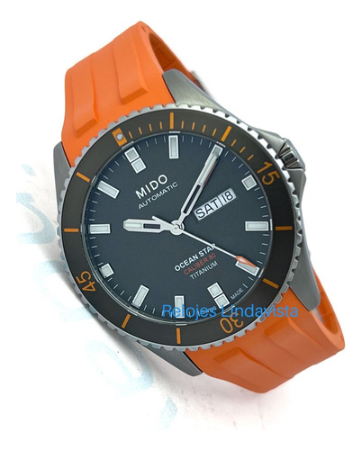 Reloj Mido Oceanstar 200 Calibre 80 Caucho Naranja Automátic