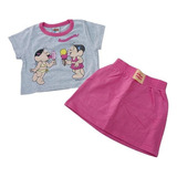 Conjunto Infantil Cropped E Saia Magali E Monica 4,6,8 25657