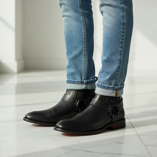 Botas Chelsea Rockstar Negros Estilo Dh Arnés Hombre