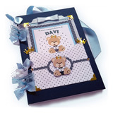 Álbum Bebê Meninos Urso Príncipe Personalizado Scrapbook 