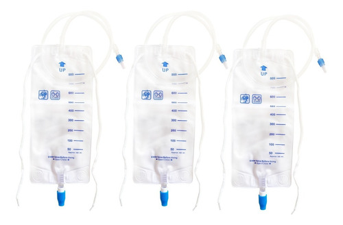 3 Unidades Bolsas De Drenaje Hospitalaria Capacidad 800 Ml