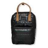 Mochila Maternal Poly Negra Brillante Con Cambiador + Cambia