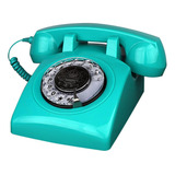Teléfono Clásico Diseño Vintage, Dial Giratorio, Celeste