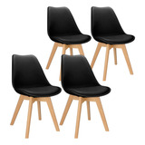 4x Cadeira Charles Eames Leda Design Wood Estofada Base Made