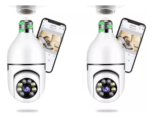 Kit 2 Cameras Wifi  2.4g Lampada Segurança Externa Hd